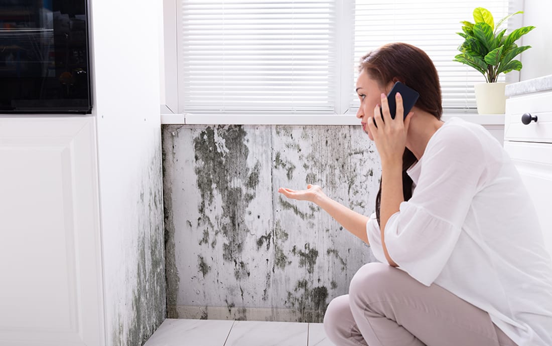 A Dubai resident checking indoor humidity and condensation near a window